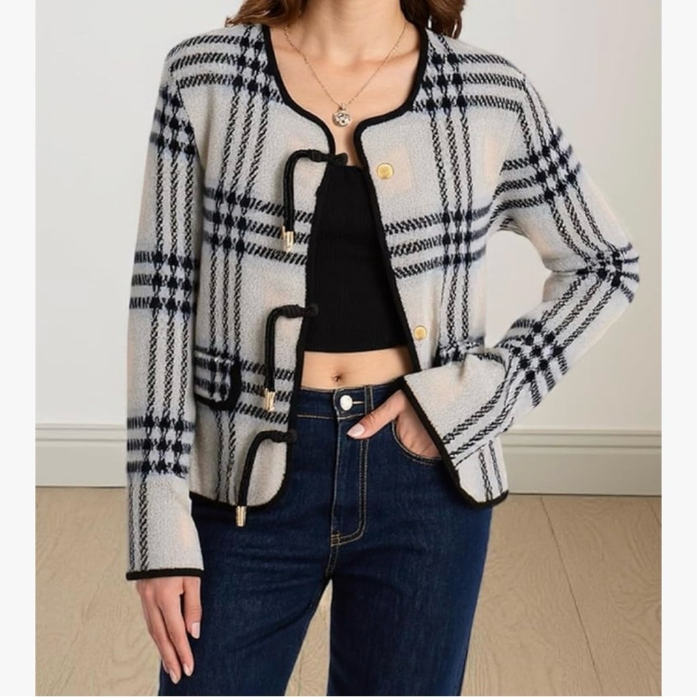 Cord & Button Closure Cardigan